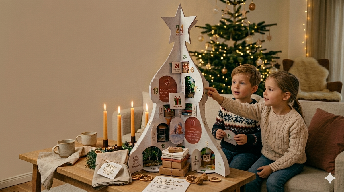 Advent calendar with modern Christmas traditions