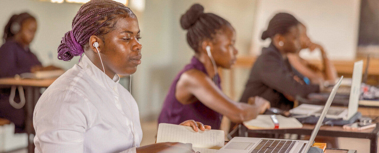 An hour of software training for a young woman in Uganda